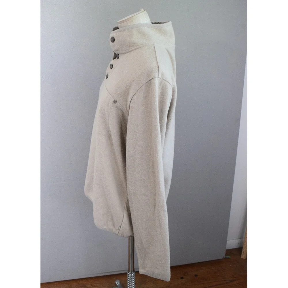 Vuori Venice Pullover Medium Oatmeal Wool Blend Snap Mock Neck Mens Fleece